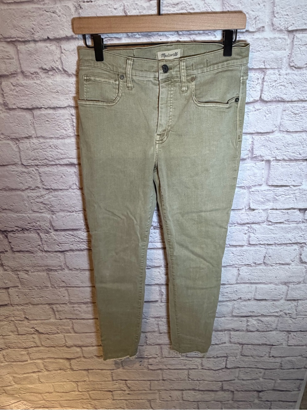 Madewell 9" High Rise Skinny Denim jeans Womens size‎ 27 light green color
